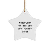 Funny Trucker Gifts from Friends for Men, Trucker Star Ornament Keeps You Calm, Christmas Unique Decorations - Image 1